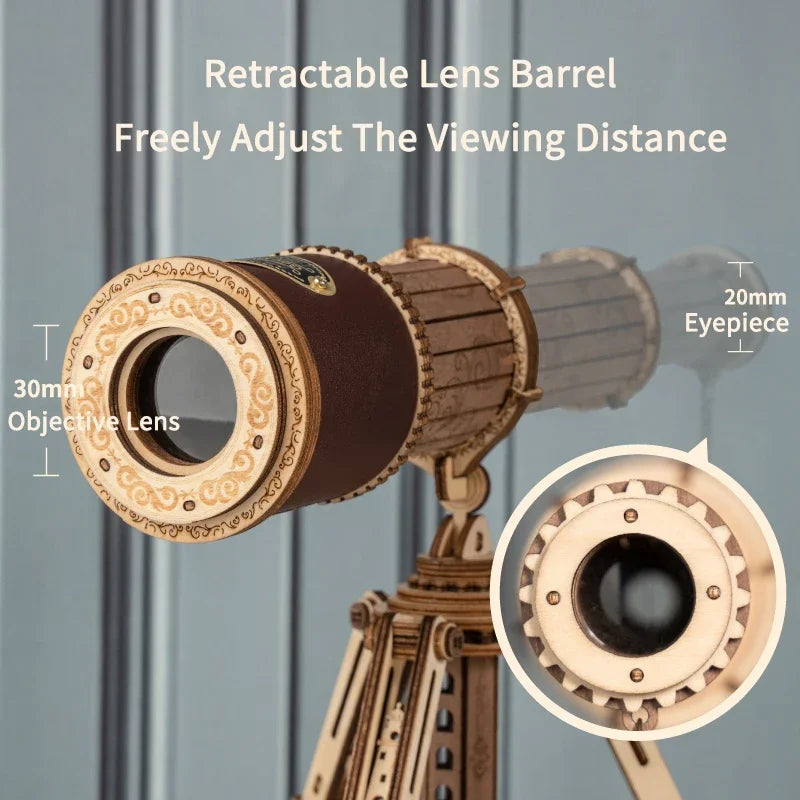 Robotime Rokr 1:1 DIY 314pcs Telescopic Monocular Telescope Wooden Model