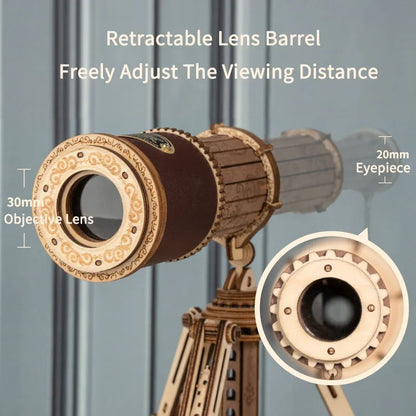Robotime Rokr 1:1 DIY 314pcs Telescopic Monocular Telescope Wooden Model