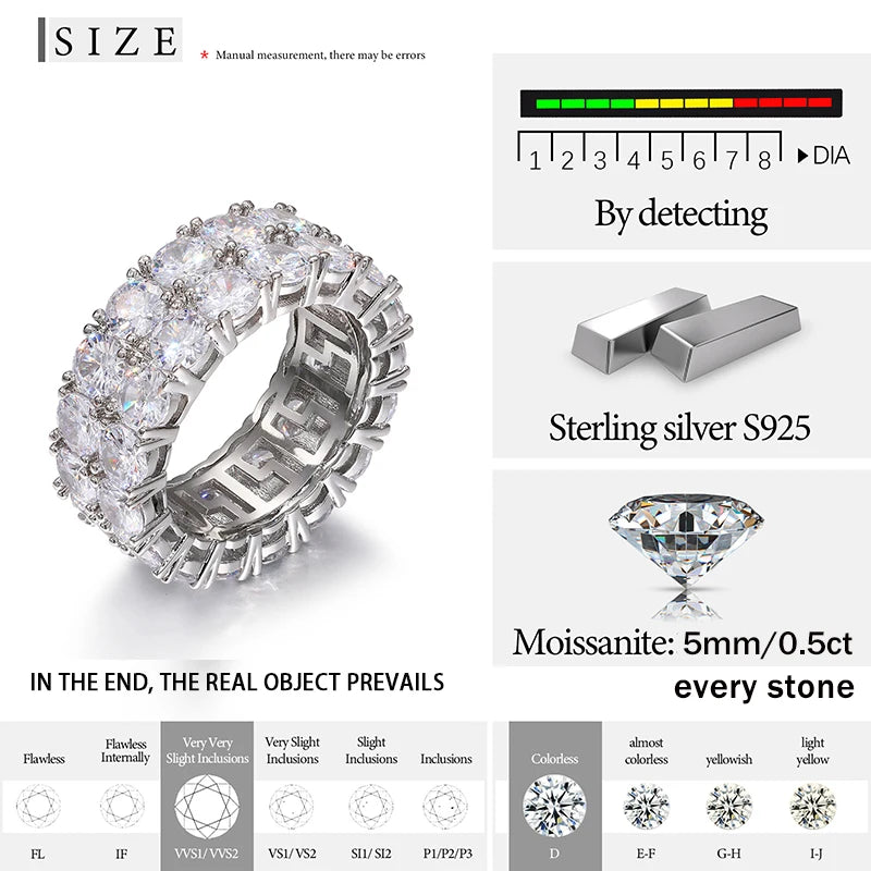 Fine Jewelry  With Certificate Moissanite Rings S925 Sterling Silver
