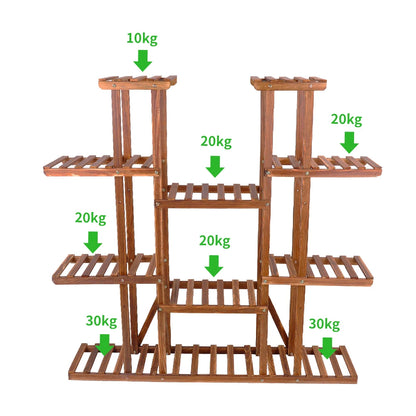 Large 11 Tiered Wood Plant Stand Office Indoor/Outdoor