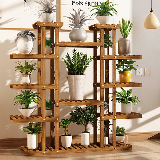 Large 11 Tiered Wood Plant Stand Office Indoor/Outdoor