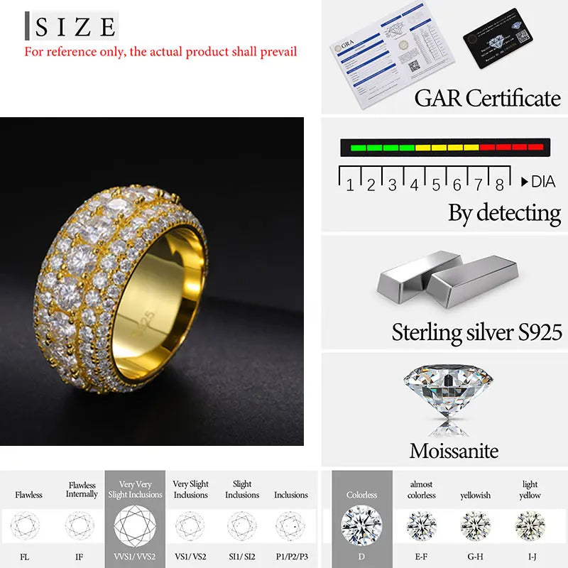 Fine Jewelry  With Certificate Moissanite Rings S925 Sterling Silver