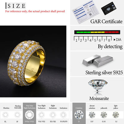 Fine Jewelry  With Certificate Moissanite Rings S925 Sterling Silver