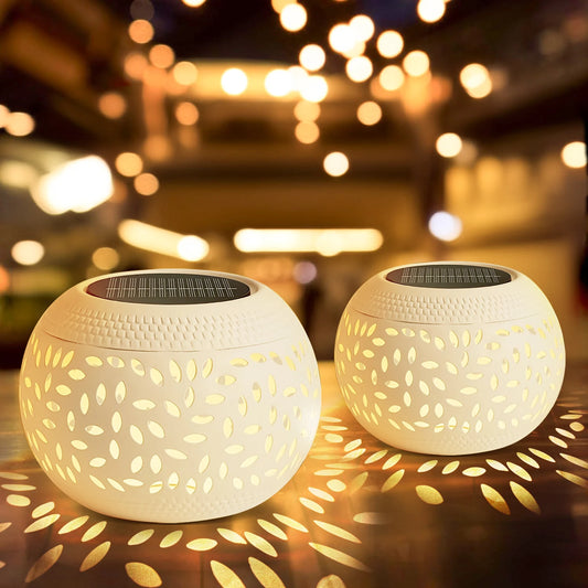 1/2 Pack Solar Outdoor, White  Metal LED Solar Lantern