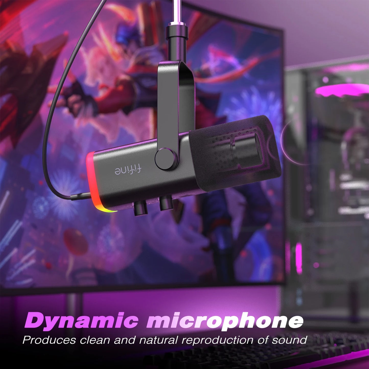 2025 USB/XLR Dynamic Microphone with Touch Mute Button, Headphone