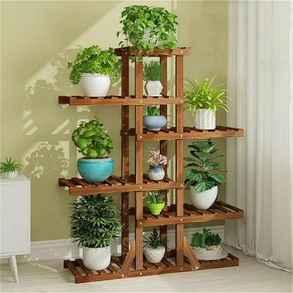 52" Tall 6 Tier Wood Plant Stand Flower Rack