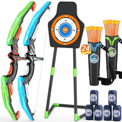 2 Pack Bow Arrow for Kids,  Archery Set w/24 Suction Cup Arrows