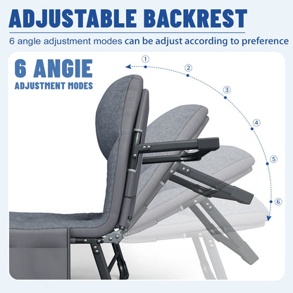 Sleeping Cot, 6 Positions, Portable & Foldable Bed, Mattress, Pillow,