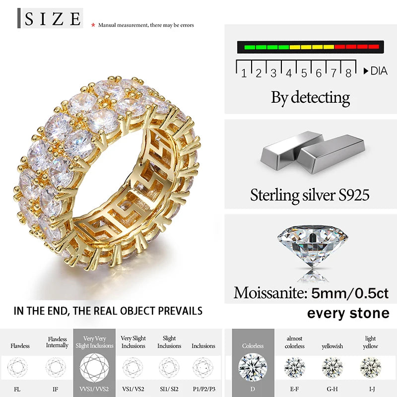 Fine Jewelry  With Certificate Moissanite Rings S925 Sterling Silver