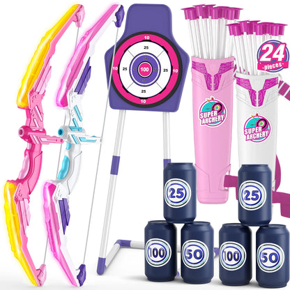 2 Pack Bow Arrow for Kids,  Archery Set w/24 Suction Cup Arrows
